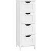 VASAGLE kúpeľňová skrinka so 4 zásuvkami, biela 30×30×82 cm