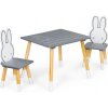 Sivý drevený set stola a 2 stoličiek, Multi__WH141