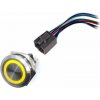 LED vodotesný spínač 30mm bez aretácie - žlté podsvietenie, 12 - 24V