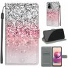 Peňaženkové kožené puzdro Voltage na Xiaomi Redmi Note 10/10S - Silver Pink Glitter