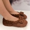 Dámske plyšové hnedé ponožky Cozy Bow