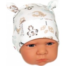 Baby Nellys Dojčenská bavlnená čiapočka uzlíček Safari cream