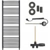 CERANO - Kúpeľňový radiátorový set Stefano - kombinované vykurovanie, wifi tyč - bočné jednobodové pripojenie - 943W - čierna matná - 1710x650 mm CER-663727