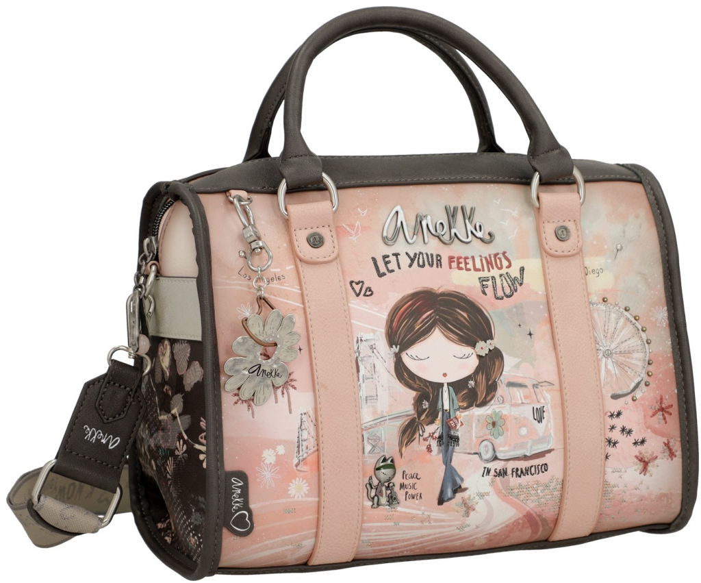 Anekke vintage kabelka do ruky Peace & Love Pink