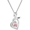 Evolution Group Strieborný náhrdelník so Swarovski kryštálmi srdce ružové 32071.3