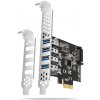 AXAGON PCEU-43RS, PCIe radič, 4x USB 3.2 Gen 1 port, 5 Gbps, napájanie z PCIe alebo SATA, SP & LP PCEU-43RS