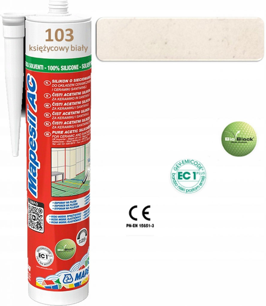 Mapei Mapesil AC 103 silikon 310g mesačná biela