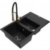 MEXEN/S MEXEN/S - Gaspar granitový drez 1.5 s odkvapkávačom vrátane batérie Aster, čierna 6507-77-73450-57-B
