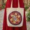 Veľká nákupná bavlnená taška s mandalou a s kvetom života