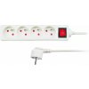 Solight Predlžovací kábel, 4 zásuvky, biely, vypínač, 1,5 m PP30