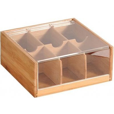 Kesper Organizér na čaje 6 priehradiek bambus plast 22 x 21 x 9,5 cm