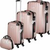 tectake 404986 cestovné kufre cleo s váhou na batožinu – súprava 4 ks - ružová - zlatá