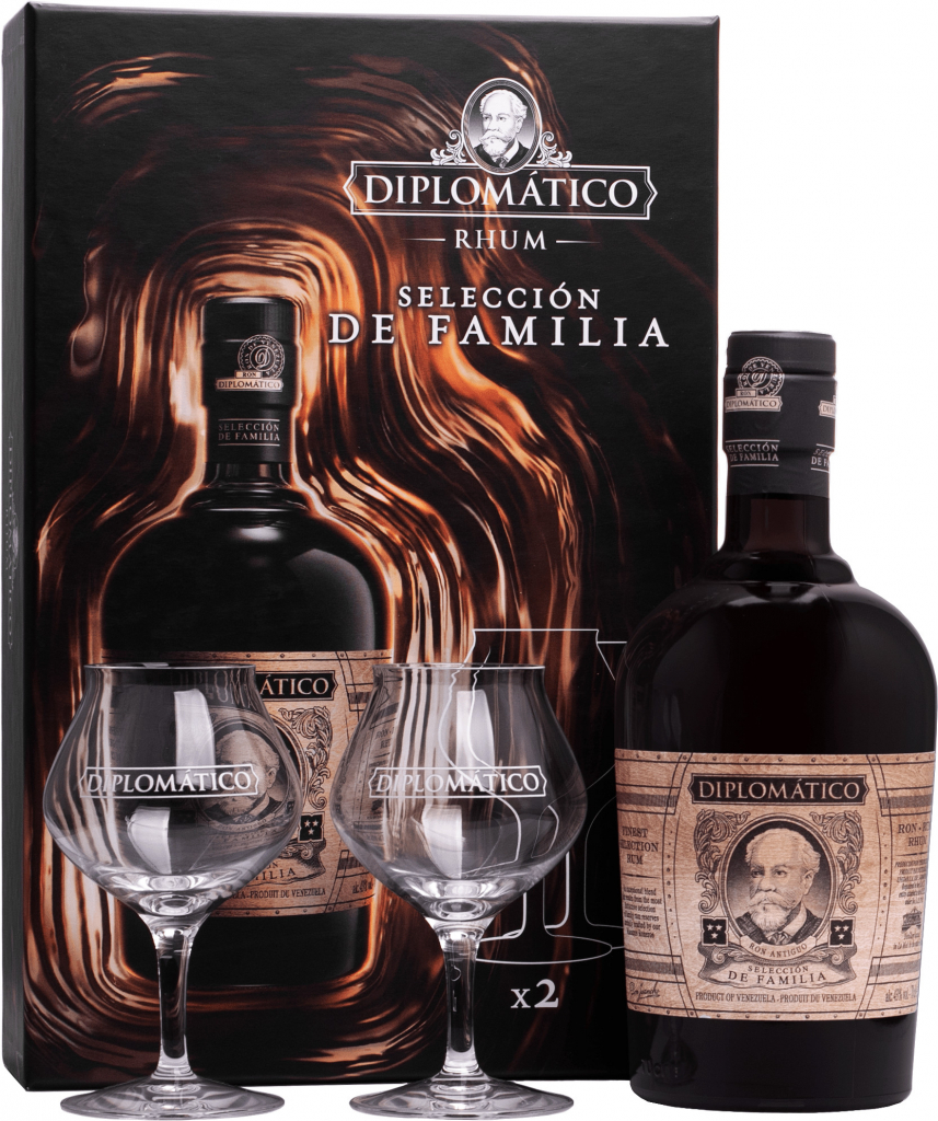 Diplomatico Selection De Familia 43% 0,7 l (dárčekové balenie 2 poháre)