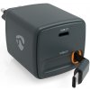 Nedis WCHARC65WBK - Nabíjačka so zatahovacím káblom Power Delivery 65W 2x USB-C čierna WCHARC65WBK