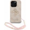 Guess PU 4G Metal Logo Strap zadný kryt pre iPhone 15 Pro Pink
