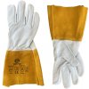 Zváračské rukavice TIG kozia koža, bielo-žlté