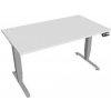 Pracovný stôl Motion, PO, 3S, 140x61 - 128x80 cm, biela/sivá - 1 kus - 1 KS - pamäťové - 60 mesiacov - 80 cm - elektrický polohovateľný - stôl - Hobis - Motion - 140 cm - 60,5 - 129,5 cm - biela/sivá