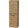 INTEDOOR Vysoká skriňa BEE, úchyt čierny, 2 dvere, kôš, š. 50 cm, dub Hickory