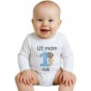 Body s potlačou New Baby Už mám 1 rok modré Modrá 80 (9-12m)