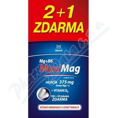 MaxiMag Hořčík 375mg+B6 100+50 tabliet