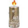 Sviečka MagicHome Vianoce, 7x12,5 cm, zlatá, s 3D krajinkou