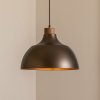 Envostar závesné svietidlo Kaitt, hnedé, Ø 34 cm, drevený detail - 11199
