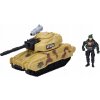 Tank s Pohyblivou Figúrkou a Strieľajúcim Guľometom - Detská Hračka 25 cm