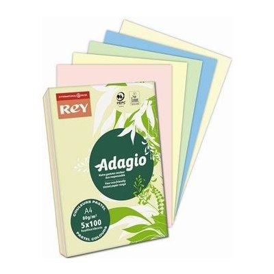 farebný papier A4 80 g 5x100 listov Rey Adagio pastelové farby