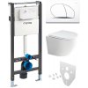 Mereo WC set - Rimless WC oblé, modul pre sadrokartón, biele oválne tlačidlo