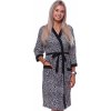 Šedý hnědý i černý lehký dámský župan zvířecí vzor 1G0568 šedá 1XL + První výměna zboží zdarma.