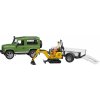 Bruder LAND ROVER + prepravník mikrobagr JCB