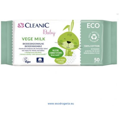 Cleanic Baby detské vlhčené obrúsky ECO VEGE MILK 50 ks