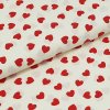 Bavlnené plátno P0764 krémové, červená srdiečka, š.140
