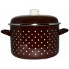 Metalac Hrnec Hluboký smaltovaný hrnec Standard s poklicí hnědý puntík 24 cm 6,75 l B2-24-8