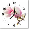 Sklenené hodiny štvorcové Magnolia kvetina 30x30 cm