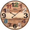 Dizajnové nástenné hodiny AMS 9539 hnedé