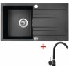 Granitový drez s batériou RAPID 780 XC 435 x 780 mm granit čierny G3930XC + batéria Polo GR
