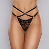 Allure Cherished Lace and Mesh Thong Black