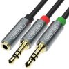 Unitek kábel miniJack 3.5mm (F) - 2x 3.5mm (M) 0.2m Y-C957ABK