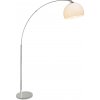 BRILLIANT oblúková stojacia lampa Vessa | moderná stojacia lampa s bielym tienidlom a chrómovým rámom | s otočnou hlavou a nožným vypínačom | 1x E27 max. 60W | IP20