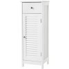 Úzka biela skrinka s lamelovými dvierkami, 32x30x87 cm