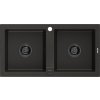 MEXEN/S MEXEN/S - Mario granitový drez 2-bowl 820 x 436 mm, čierna/zlatý metalik, + čierny sifón 6504822000-75-B