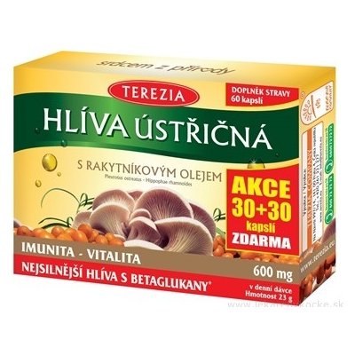 TEREZIA HLIVA USTRICOVITÁ S RAKYTNÍKOVÝM OLEJOM AKCIA cps 30+30 zadarmo (60 ks)