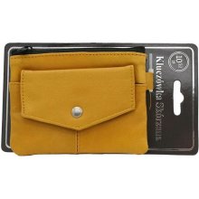 Kľúčenka Kožené puzdro na kľúče 2v1 žlté, 12 × 9,5 × 1,5 cm