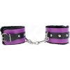 Kink - Premium Fur Lined Wrist Restraints Black With Purple / Black Belt Adjustable 17-29