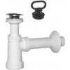 Bruckner Umývadlový sifón, nerez výpusť, zátka s uchom, odpad 40 mm, biela 151.112.0