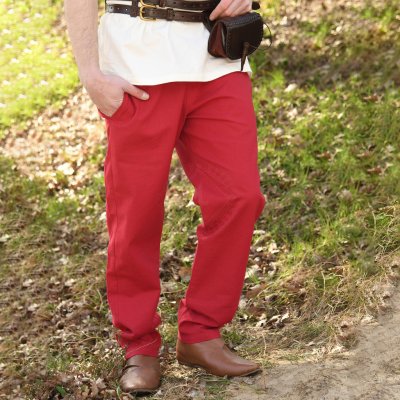 Outfit4Events Prosté středověké kalhoty Hagen pro muže i ženy, červené