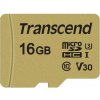 Transcend 16GB microSDHC 500S UHS-I U3 V30 (Class 10) MLC paměťová karta (s adaptérem), 95MB/s R, 50MB/s W TS16GUSD500S