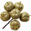 Dekorácia jabĺčko zlaté glitrové 2,5 cm / 6 ks