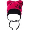 Dojčenská bavlnená čiapka s uškami New Baby labka tmavo ružová 68 (4-6m)